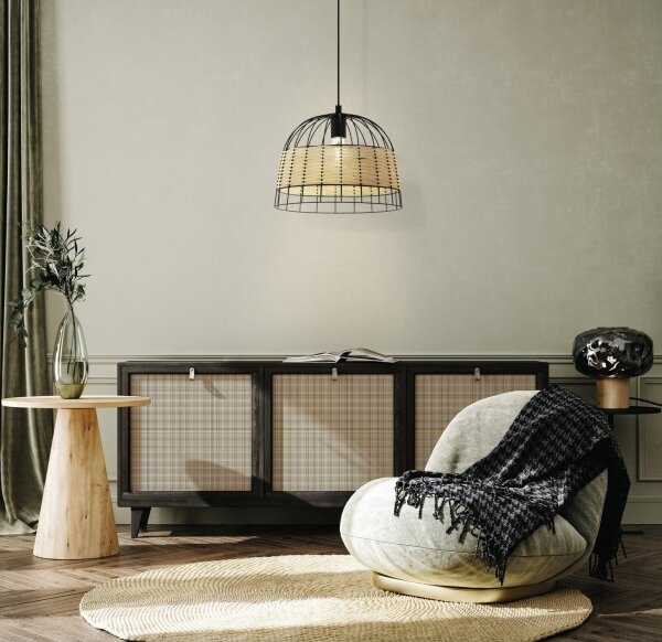 Eglo 55709 - Lampadario a sospensione con filo ANWICK 1xE27/40W/230V rattan