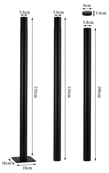 Lampione stradale da esterno Brilagi-LED con palo da 3 m URBANSPARK LED/60W/230V nero IP65