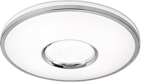 Plafoniera LED rotonda con telecomando LEON, bianco cromato, 68 W, tonalità di bianco, 7500 lm, plastica, dimensioni: 8,5 x 49 x 49 cm, IP44, Polux