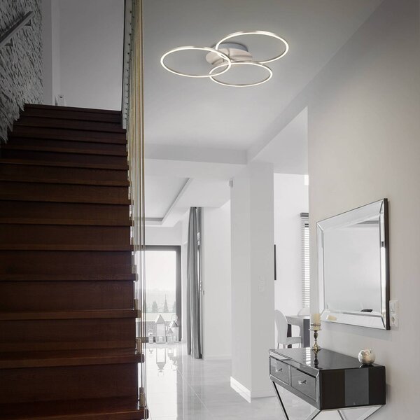 Briloner Plafoniera a LED Frame, dimmerabile, Alluminio / Grigio / Zincato, Soggiorno / Sala da pranzo, Metallo, Moderno, Plafoniera LED