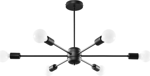 Lampadario TEMBO nero 6xE27x60W in metallo, dimensioni: 46x66x86 cm, IP20, Pure Lume