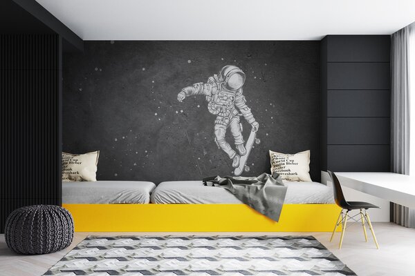 Carta da parati Disegno di un astronauta su uno skateboard, Carta da parati per Ragazzo, Carta da parati popolare, u96123 - Tapeko.it