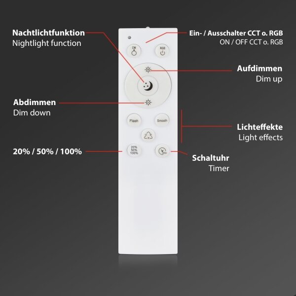 Briloner 3709-014 - Plafoniera dimmerabile RGBW LED/22W/230V argento + +TC