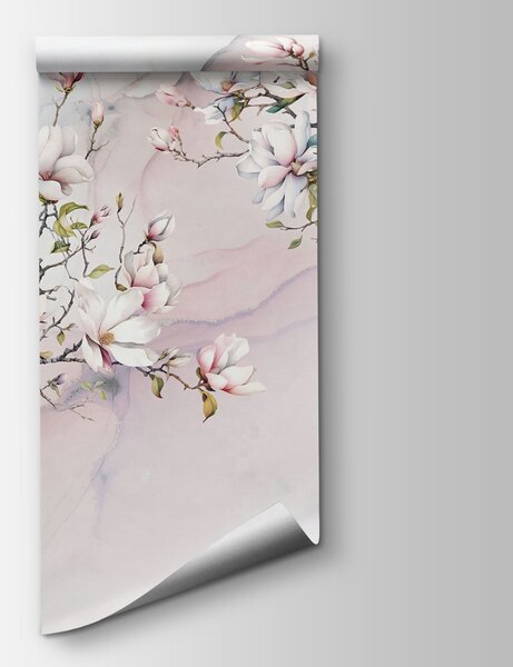 Carta da parati Pittura di fiori su una superficie di marmo, Carta da parati Floreale, Carta da parati popolare, u96114 - Tapeko.it