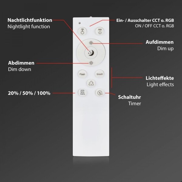 Briloner 3709-015 - Plafoniera dimmerabile RGBW LED/22W/230V nero + +TC