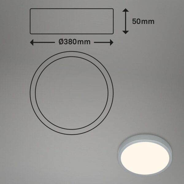 Briloner 3703-014-Plafoniera LED RUNA LED/24W/230V 3000K pr.38 cm argento