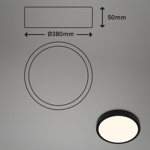 Briloner 3703-015 - Plafoniera LED RUNA LED/24W/230V 3000K diametro 38 cm nero