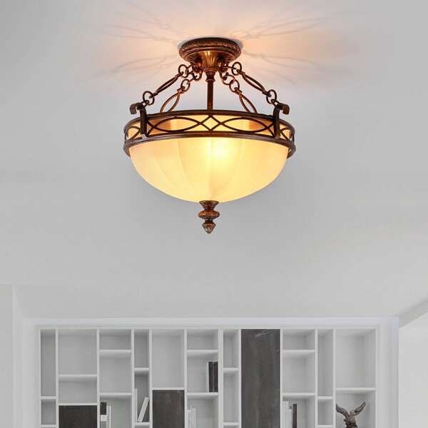 FEISS Plafoniera soffitto DRAWING, dimmerabile, Marrone / Ruggine, Soggiorno / Sala da pranzo, Metallo, Antico, Plafoniera