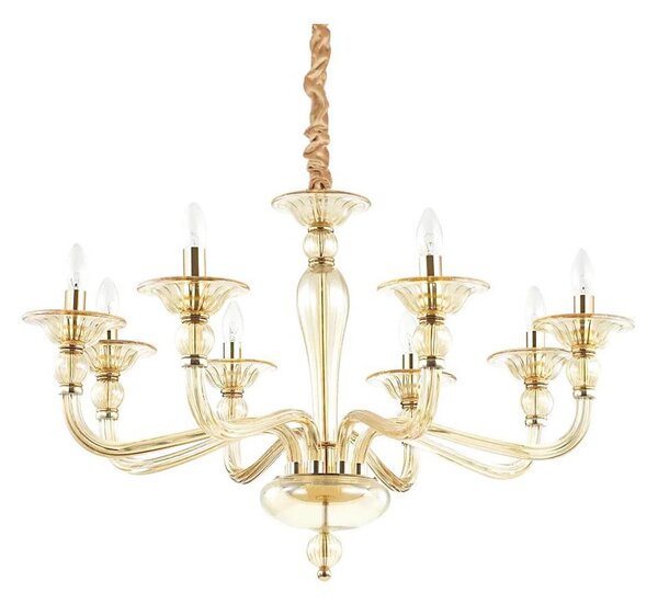Ideal Lux - Lampadario a sospensione con catena DANIELI 8xE14/40W/230V diametro 85 cm ottone