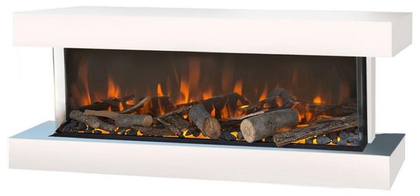 Casa Padrino caminetto elettrico da parete a LED bianco 113,5 x 32 x h. 47 cm - Caminetto elettrico moderno con telecomando - Luxury Collection