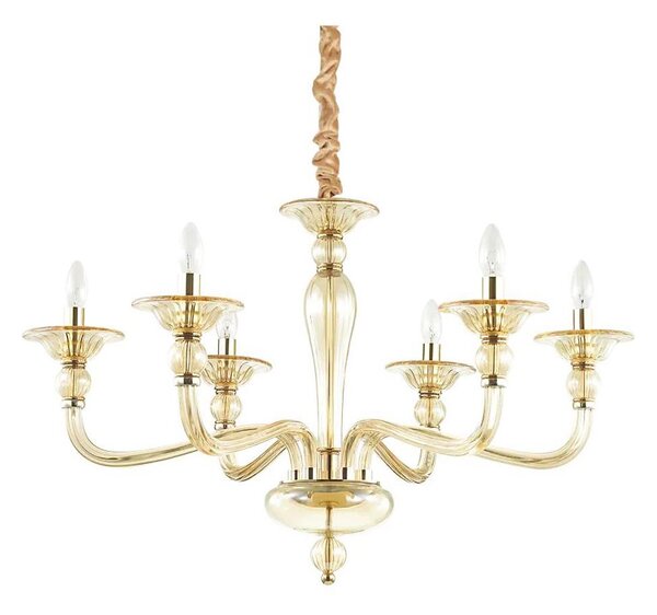 Ideal Lux - Lampadario a sospensione con catena DANIELI 6xE14/40W/230V diametro 85 cm ottone