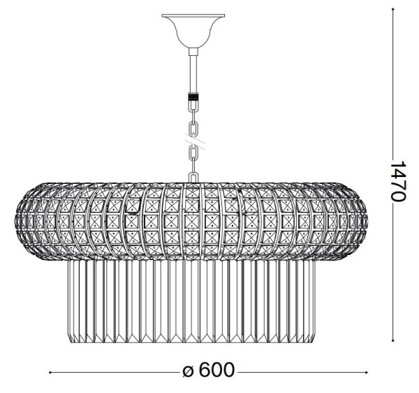Ideal Lux - Lampadario di cristallo a sospensione con catena NABUCCO 12xE14/40W/230V diametro 60 cm oro