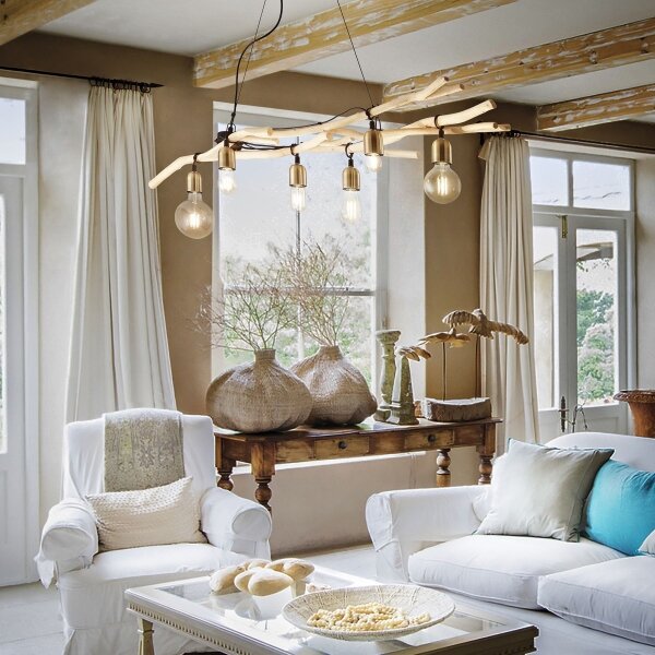 Ideal Lux - Lampadario a sospensione con filo DRIFTWOOD 6xE27/60W/230V guava