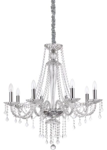 Ideal Lux - Lampadario di cristallo a sospensione con catena AMADEUS 8xE14/40W/230V diametro 80 cm limpido