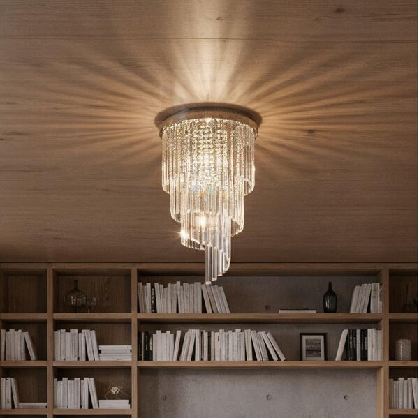 Ideal Lux-Lampadario di cristallo a plafone CARLTON 8xE14/40W/230V diametro 40cm cromo lucido