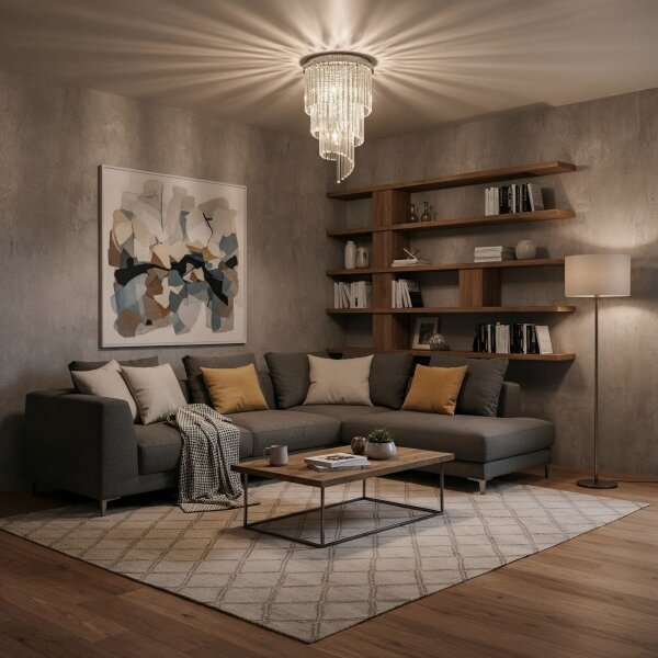 Ideal Lux-Lampadario di cristallo a plafone CARLTON 8xE14/40W/230V diametro 40cm cromo lucido