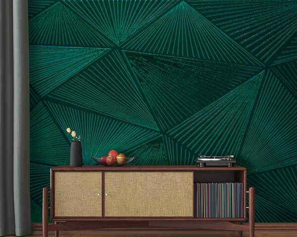 Carta da parati Tessere di mosaico verde scuro, Carta da parati Art Deco, u96289 : Uwalls.it