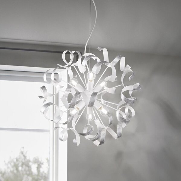 Ideal Lux - Lampadario a sospensione con filo VORTEX 6xE14/40W/230V diametro 53 cm argento/patina