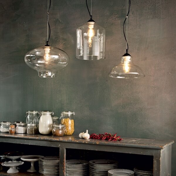 Ideal Lux - Lampadario a sospensione con filo BISTRO 1xE27/60W/230V diametro 24 cm fumé