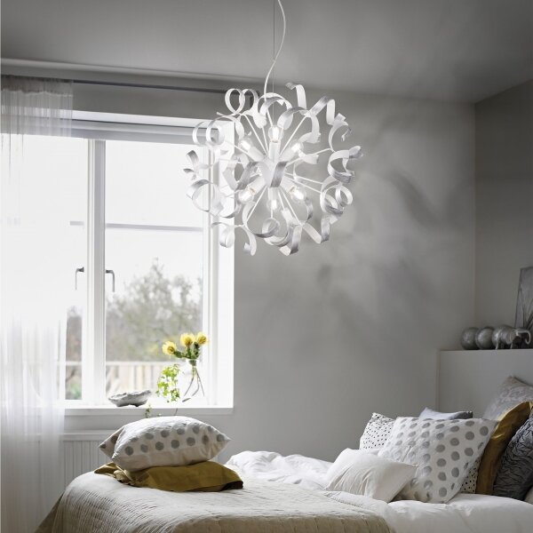 Ideal Lux - Lampadario a sospensione con filo VORTEX 6xE14/40W/230V diametro 53 cm argento/patina