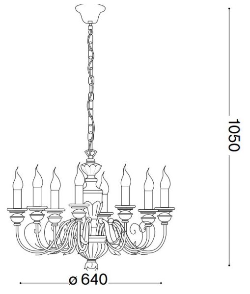 Ideal Lux - Lampadario a sospensione con catena FIRENZE 8xE14/40W/230V diametro 64 cm bianco/oro