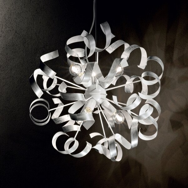 Ideal Lux - Lampadario a sospensione con filo VORTEX 6xE14/40W/230V diametro 53 cm argento/patina