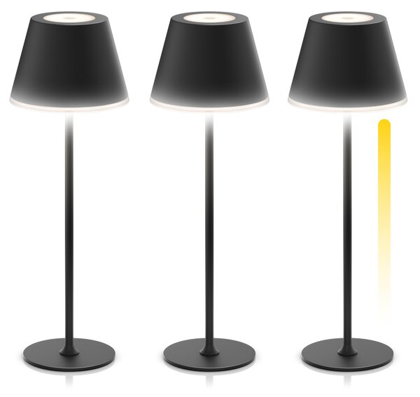 Lampada da tavolo LED Brandson, set da 3 pezzi, senza fili, con batteria ricaricabile, dimmerabile e con 3 tonalità di luce, autonomia fino a 60 ore con batteria da 4800 mAh, controllo touch, lampada a batteria, 3 pezzi, colore nero