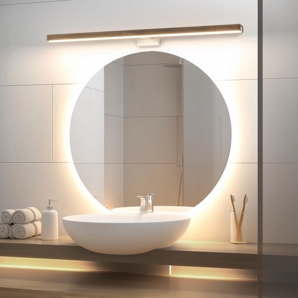 Brilagi-Illuminazione a LED per specchi da bagno WOODY MIRROR LED/15W/230V IP44 quercia/bianco