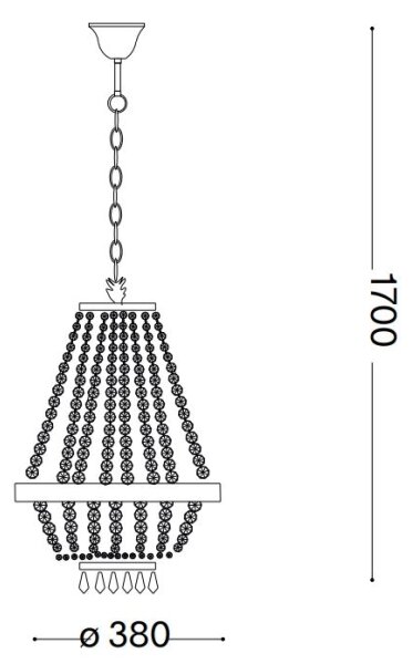 Ideal Lux - LED Lampadario di cristallo a sospensione con catena CAESAR 6xG9/3W/230V diametro 38 cm oro