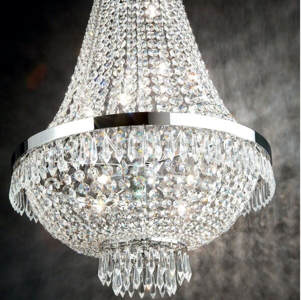 Ideal Lux - LED Lampadario di cristallo a sospensione con catena CAESAR 6xG9/3W/230V diametro 38 cm cromo