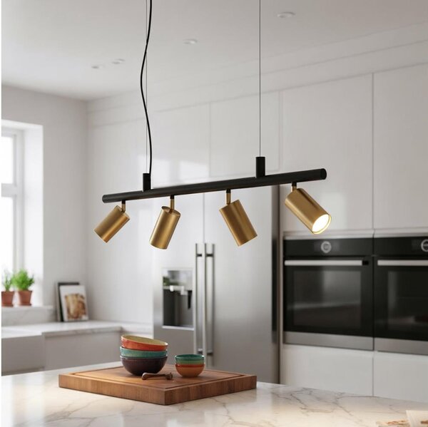 Ideal Lux - Lampadario LED a sospensione con filo DYNAMITE 4xGU10/7W/230V CRI 90 nero/ottone