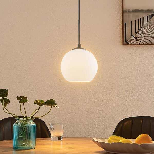 Lampada a sospensione Jurian Lindby, dimmerabile, Bianco / Opale, Soggiorno / Sala da pranzo, Vetro, Moderno, Lampada a sospensione