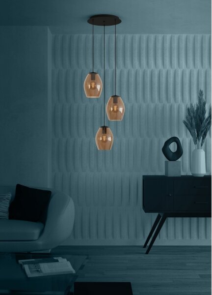 Eglo 390161 - Lampadario a sospensione con filo ESTANYS 3xE27/40W/230V marrone