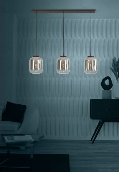 Eglo 390104 - Lampadario a sospensione con filo BULCIAGO 3xE27/40W/230V fumé