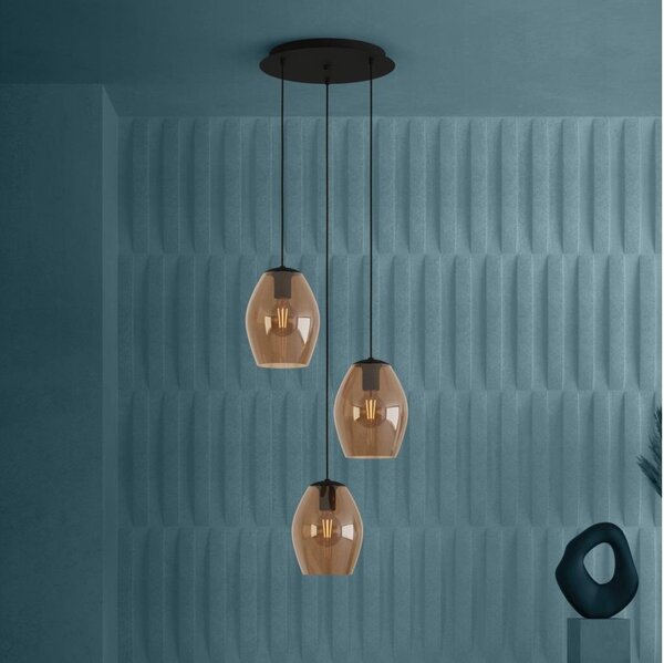 Eglo 390161 - Lampadario a sospensione con filo ESTANYS 3xE27/40W/230V marrone