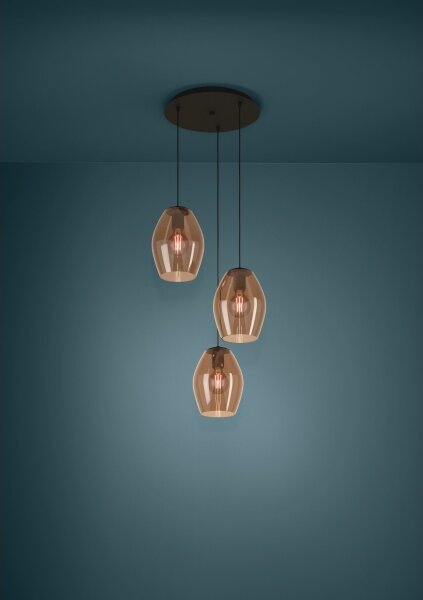 Eglo 390161 - Lampadario a sospensione con filo ESTANYS 3xE27/40W/230V marrone