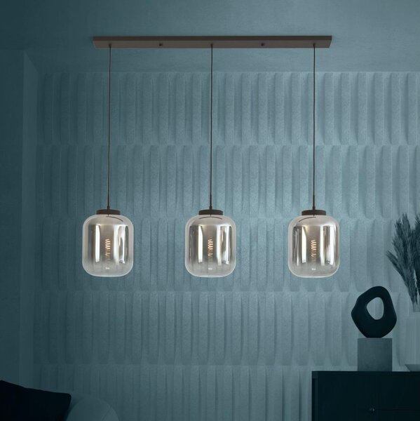 Eglo 390104 - Lampadario a sospensione con filo BULCIAGO 3xE27/40W/230V fumé