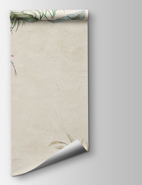 Carta da parati Scena tropicale con uccelli vivaci, Carta da parati Foglie, Carta da parati popolare, u96550 - Tapeko.it