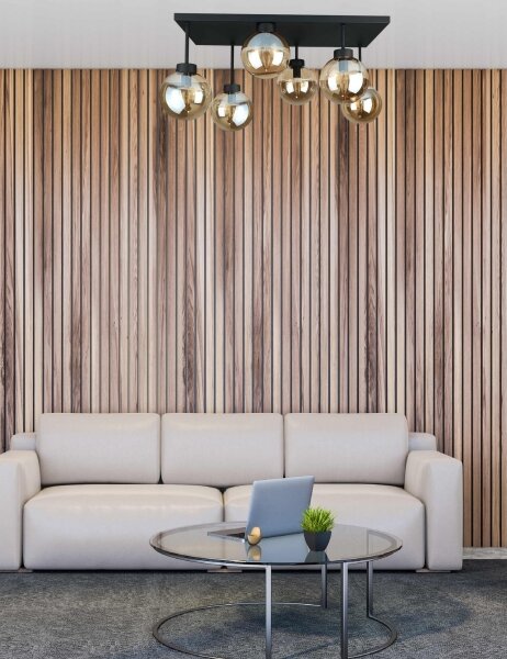 Lampadario a plafone DEA 6xE14/60W/230V nero/fumé beige
