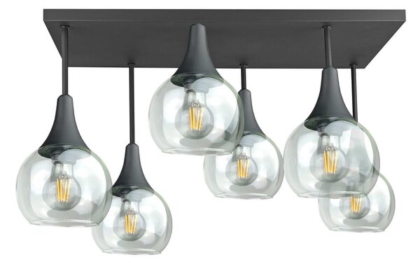 Lampadario a plafone SOMA 6xE27/60W/230V nero/limpido