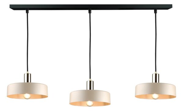 Lampadario a sospensione su cavo LATTE 3xE27/60W/230V beige/nero/oro