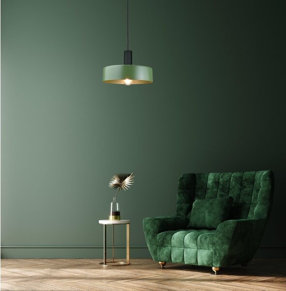 Lampadario a sospensione con filo HAKI 1xE27/60W/230V verde/nero