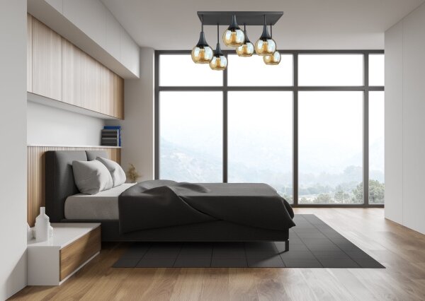 Lampadario a plafone SOMA 6xE27/60W/230V nero/fumé beige