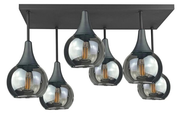 Lampadario a plafone SOMA 6xE27/60W/230V nero/fumé nero