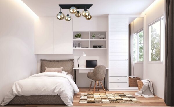 Lampadario a plafone DEA 6xE14/60W/230V nero/fumé beige
