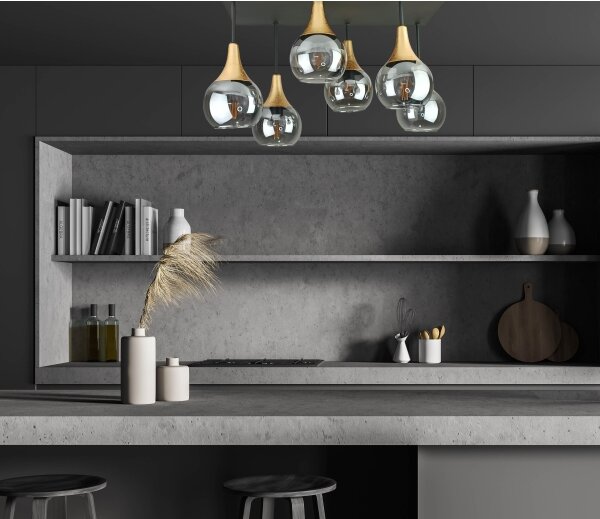 Lampadario a plafone SOMA 6xE27/60W/230V nero/oro/fumé nero