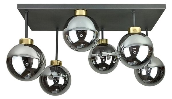 Lampadario a plafone DEA 6xE14/60W/230V nero/oro/fumé nero