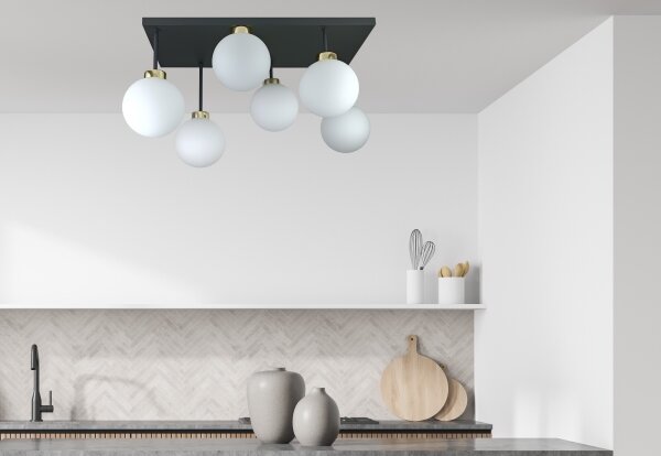 Lampadario a plafone DEA 6xE14/60W/230V nero/oro/bianco
