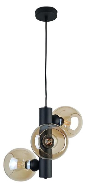 Lampadario a sospensione con filo TUBE 3xE27/60W/230V nero/fumé beige