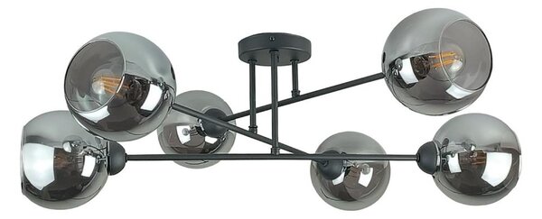 Lampadario a sospensione con supporto rigido VASCO 6xE27/60W/230V nero/fumé nero